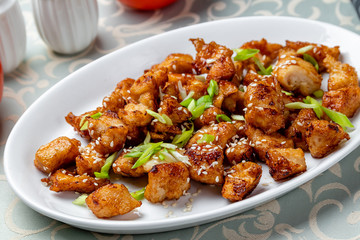 Chinese fried chicken with teriyaki sause