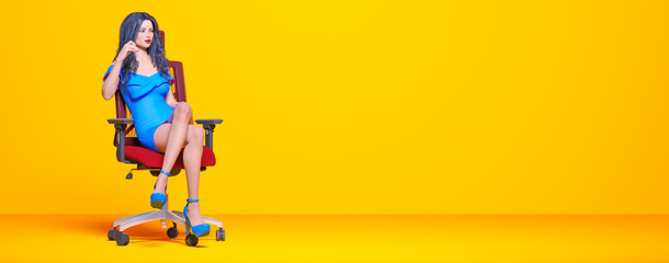 Woman sitting on office chair