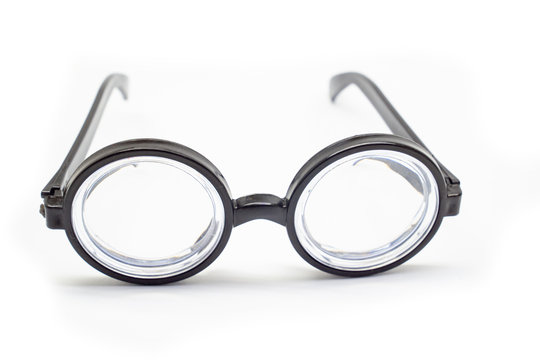 round rimmed glasses thick lenses. poor vision.