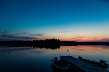 Sweden in the nature on a lake with sunser