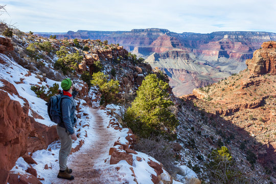 Grand Canyon South Rim in winter journey traveller USA American nature