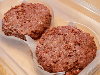 Close up shot of the raw Beyond Burger