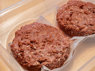 Close up shot of the raw Beyond Burger