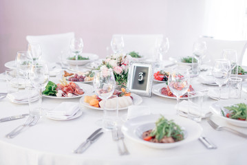 Table setting on a wedding party