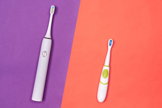 Smart electric toothbrush. Controlled by the application on the smartphone. Modern technology for health. Healthy teeth. Dentistry.