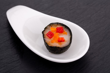 Fish and meat canapés for visiting catering, for holidays and ceremonies, for restaurant, menu
