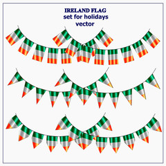 Bright set with flags of Ireland. Happy St. Patricks Day garlands. Bright illustration with irish flag.