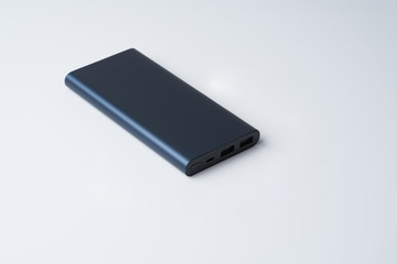 Blue power bank for divice isolated on a white background.