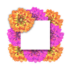 Beautiful flower frame with luxurious bouquets of peonies, roses hand-made watercolor illustration. flowers arranged in a wreath, flower business card. for wedding invitations and greeting cards