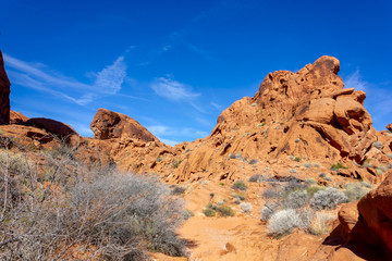 las Vegas, Arizona,USA - 2020/01/04 - winter trip to Valley of Fire National Park