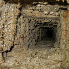 Old abandoned mine. Mystical dungeon. Journey through the underground catacombs and tunnels.