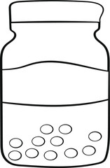 Single medical bottle hand-drawn. Vector image, Doodle.