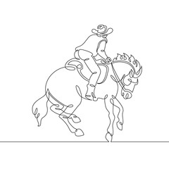 Fototapeta na wymiar continuous single drawn line art doodle cowboy
