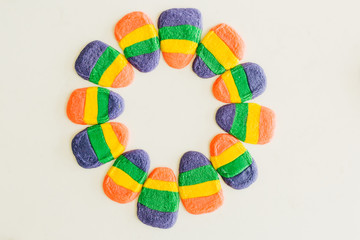 Rainbow Colored Easter Egg Shaped Sugar Cookies