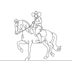 continuous single drawn line art doodle cowboy