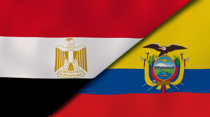 The flags of Egypt and Ecuador. News, reportage, business background. 3d illustration