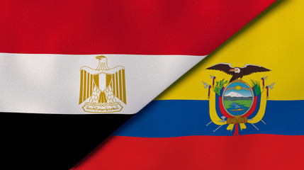 Obraz premium The flags of Egypt and Ecuador. News, reportage, business background. 3d illustration
