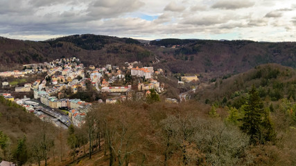 Fototapeta na wymiar View of Karlovy Vary from above