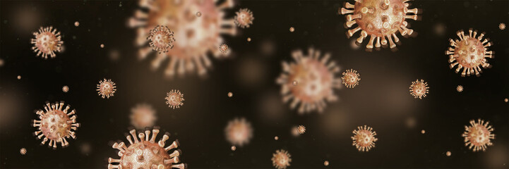 virus, coronavirus covid19 covid-19 on blue background neon, DNA, biological research - obrazy, fototapety, plakaty
