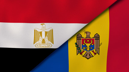 The flags of Egypt and Moldova. News, reportage, business background. 3d illustration