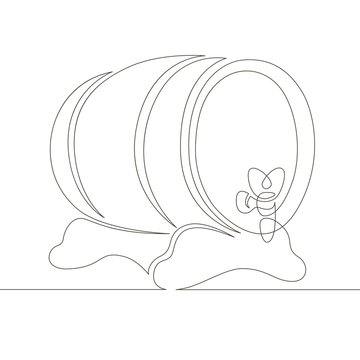recommend clip art: continuous single drawn line art doodle wooden oak beer barrel