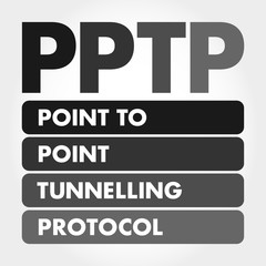 PPTP - Point to Point Tunnelling Protocol acronym, technology concept background