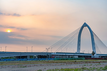 The new landmark Konan Ai-Qin Bridge in Taichung City, Taichung Central Park at the Xitun District Shuinan Economic and Trade Area. The second largest park in Taiwan