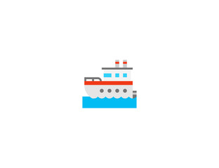 Ship vector flat icon. Isolated cruise ship, ferry, cargo ship emoji illustration 
