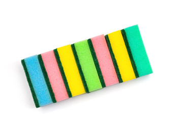 Fototapeta premium washcloths sponges on a white background