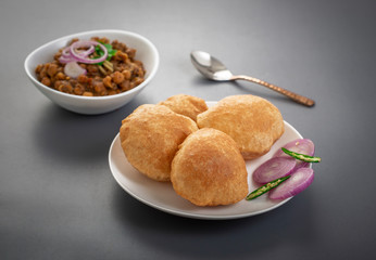 Fried Puri and Chole ki sabzi - famous indian food