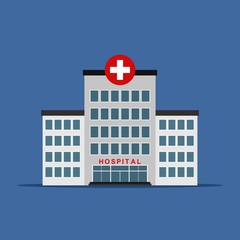 Hospital isolated on blue background, Vector illustration