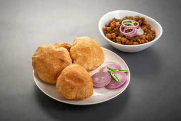 Fried Puri and Chole ki sabzi - famous indian food