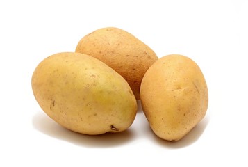 Potatoes on white background