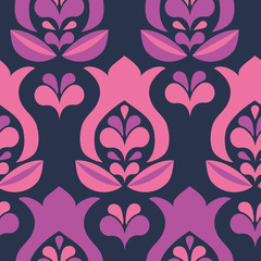 Floral bud vector repeat pattern. Perfect for scrapbooking, wallpaper, stationary, homeware. Seamless print. 