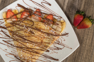 crepe with banana and strawberry