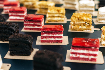 Many cakes on the table, closeup