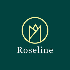 Luxury Rose Line logo design vector template with Classic And Premium Concept style.
