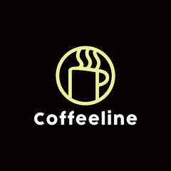 Coffee Cup Line Coffee logo design vector template with Modern Outline Concept style.