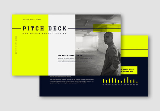 Pitch Deck Layout with Fluorescent Yellow Accents