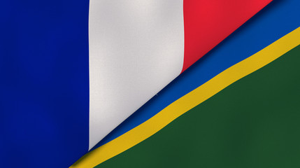 The flags of France and Solomon Islands. News, reportage, business background. 3d illustration