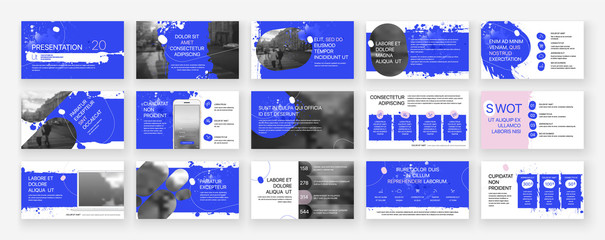 Blue presentation templates elements on a white background. Vector infographics. Use in Presentation, flyer and leaflet, corporate report, marketing, advertising, annual report, banner.