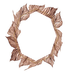 Frames aith watercolor hand draw flowers, palm leaves, pampas grass and graphic element isolated on white background