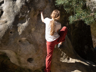 Climbing in Larchant, Fontainebleau, France