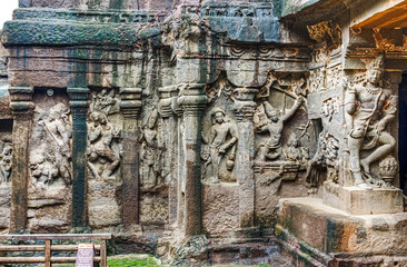 The wonder of Kailasa the Cave no. 16 of Ellora cave, a rock-cut monolithic temple. Ellora temple is  religious complex with Buddhist, Hindu and Jain cave temples and monasteries, India