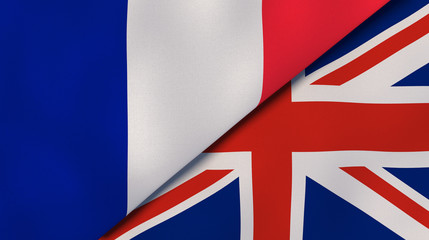 The flags of France and United Kingdom. News, reportage, business background. 3d illustration