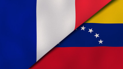 The flags of France and Venezuela. News, reportage, business background. 3d illustration