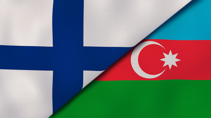 The flags of Finland and Azerbaijan. News, reportage, business background. 3d illustration
