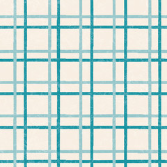 Textured gingham check overlapping stripe on cream background
