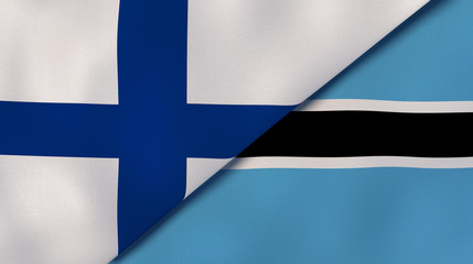Naklejka premium The flags of Finland and Botswana. News, reportage, business background. 3d illustration