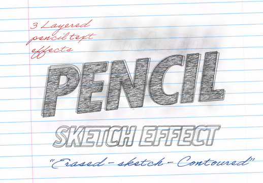 Pencil Drawing Styles Text Effect Mockup